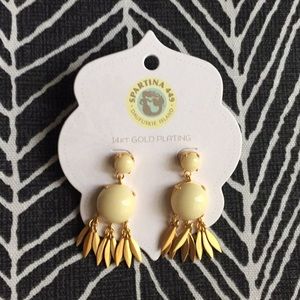 Spartina 449 Gold Plated Drop Fringe Earrings NEW Cream Brushed Gold NWT